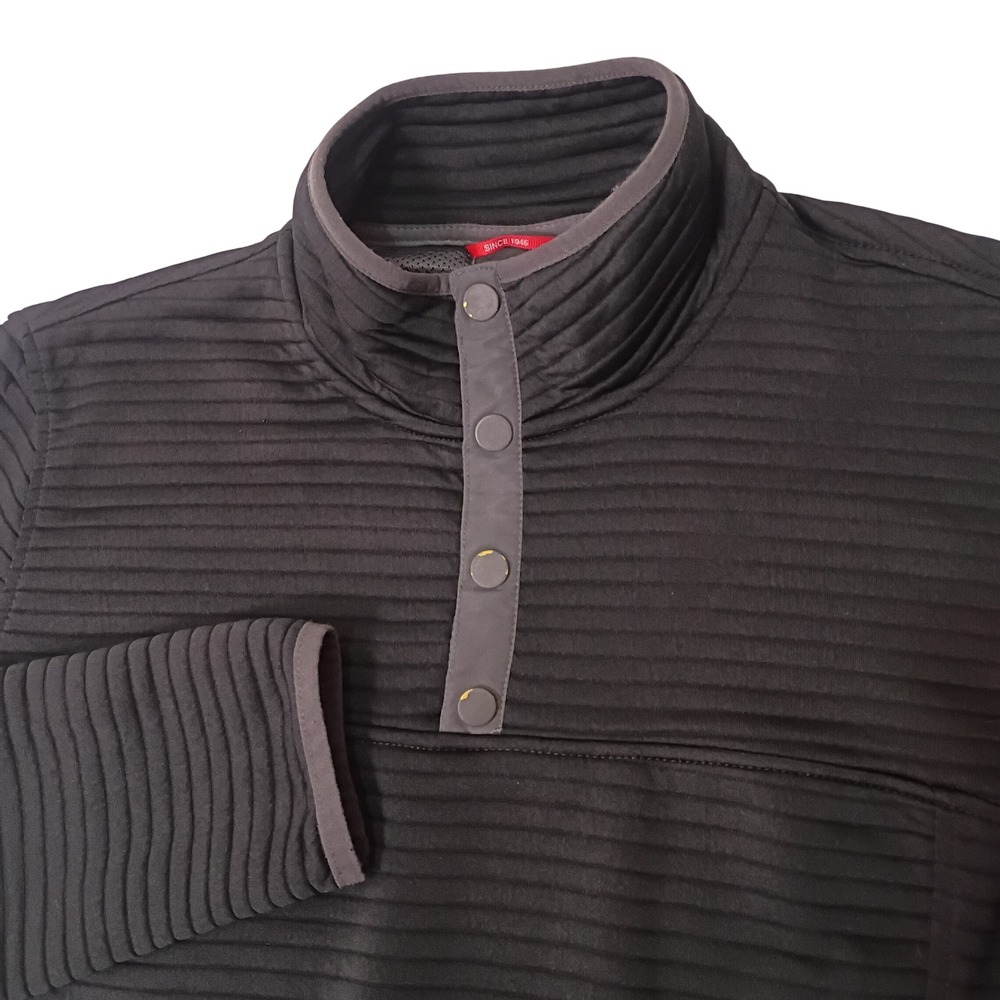 Gerry Mens Ribbed Snap Neck Pullover Jacket Black Large Outdoor Hiking Active